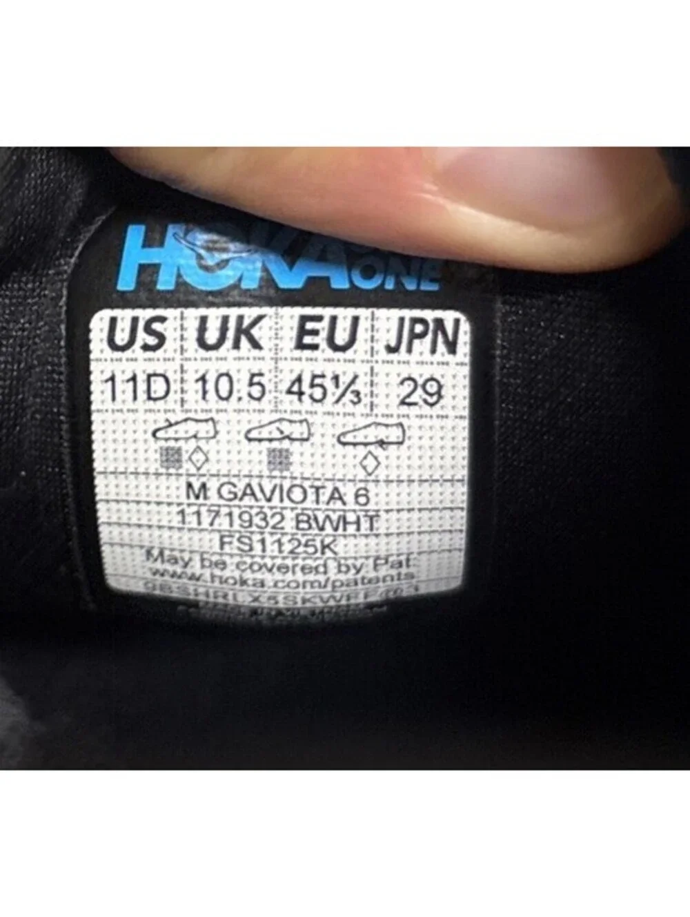 Hoka One One Gaviota 6 Shoes Mens Sz 11 D Black White Running Sneakers
